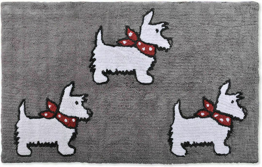Down Town Home Cotton Bath Mat Scottish Dog 60-0221 Gray 100x160cm
