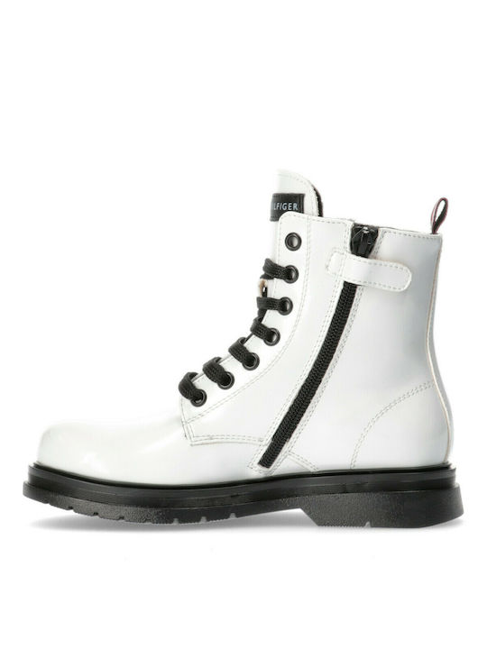 Tommy Hilfiger Kids Military Boots with Lace White