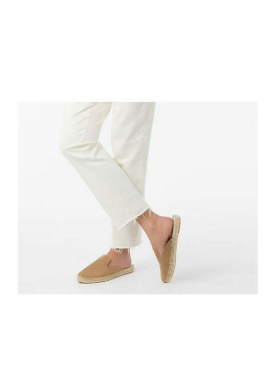 Flach Wildleder Mules in Braun Farbe