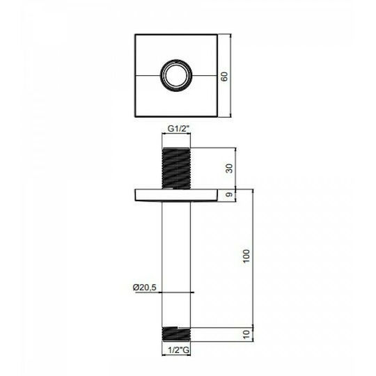 Almar Platz Duschkopf 30x30cm Black
