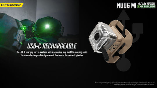 NiteCore Lumină de lucru și de sit, cu baterie Lanternă Frontală LED Lumini de lucru și de sit, IP66 cu Luminozitate Maximă 8lm NU06MI Bej
