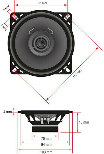 Ampire CPX100 Σετ Ηχεία Αυτοκινήτου Ομοαξονικά με 80W RMS (2 Δρόμων)