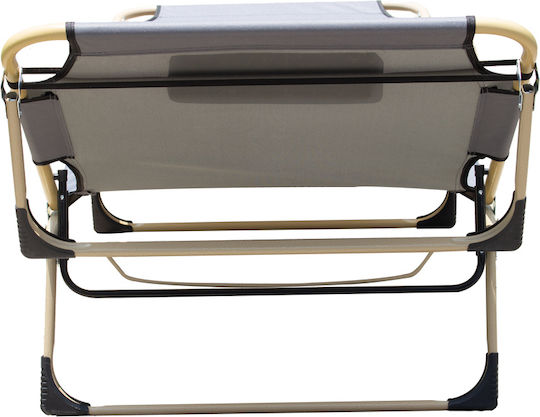 ArteLibre Foldable Metallic Beach Sunbed Gray with Pillow 190x75x30cm