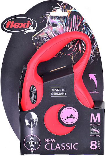 Flexi Foldable Dog Leash/Lead 8m to 20kg (Red) in Red color 8m up to 20kg