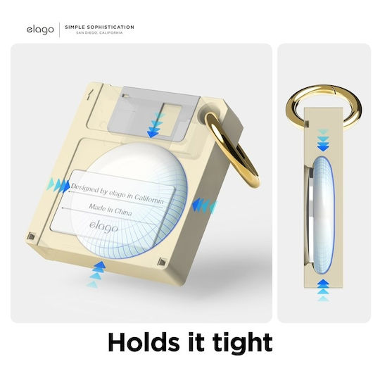 Elago Floppy Disk Disk Case Калъф за ключодържател Силикон за AirTag Classic White