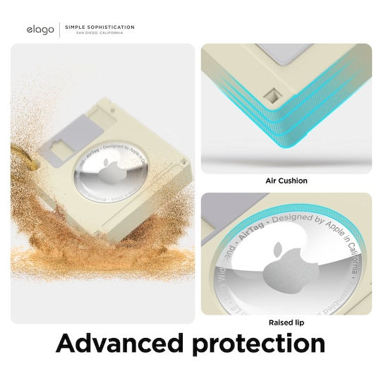 Elago Floppy Disk Disk Case Калъф за ключодържател Силикон за AirTag Classic White