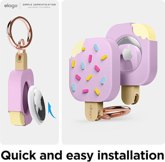Elago Ice Cream Keychain Cazul Keychain Silicon pentru AirTag Lavender