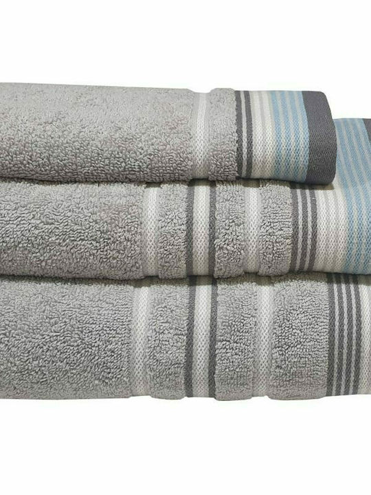Le Blanc Bath Towel Satin Stripe 70x140cm Grey Weight 450gr/m²