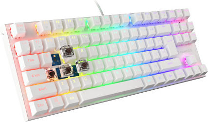 Genesis Thor 303 TKL Gaming Mechanical Keyboard Tenkeyless with Outemu Brown switches and RGB lighting (English US) White