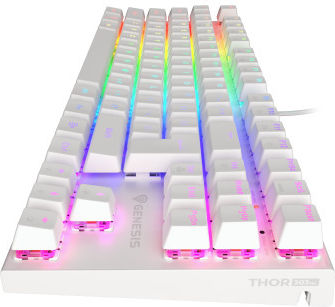 Genesis Thor 303 TKL Gaming Mechanical Keyboard Tenkeyless with Outemu Brown switches and RGB lighting (English US) White