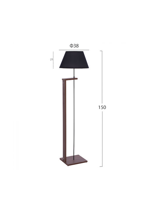 HomeMarkt Floor Lamp H150xW38cm. with Socket for Bulb E27 Black