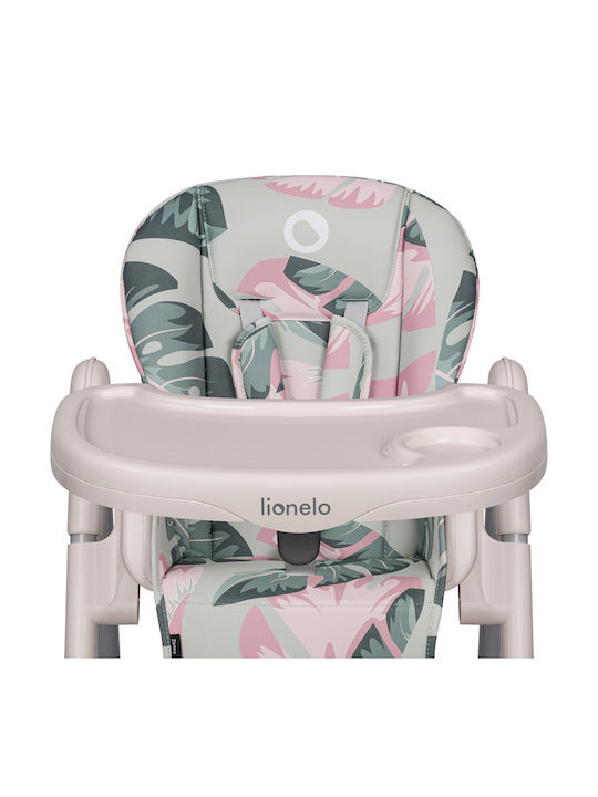 Lionelo Zanna Foldable Baby Highchair With Adjustable Height Pink Bubblegum