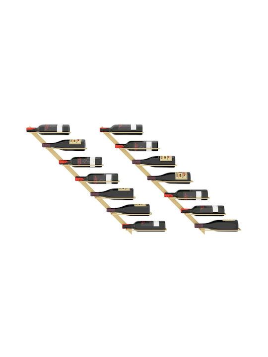 vidaXL Wandmontiert Flaschenhalter Metallisch für 7 Flaschen Gold 72x8x88εκ.