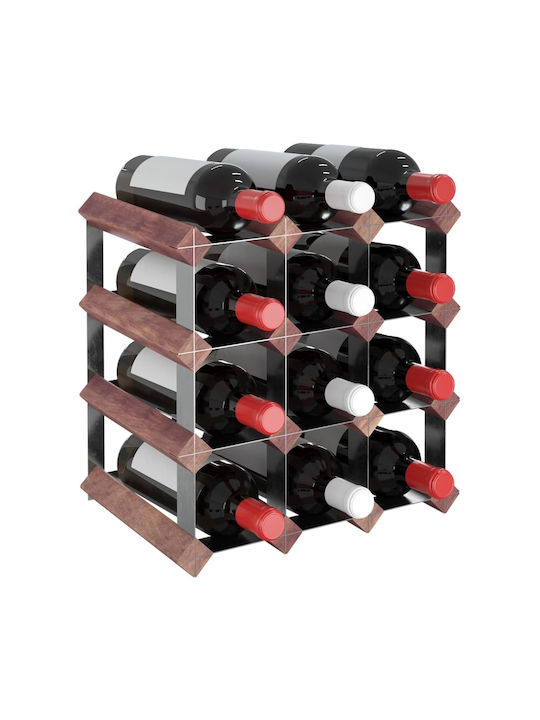 vidaXL Tischplatte Flaschenhalter Hölzernes für 12 Flaschen Braun 32.5x22.5x32.5εκ.