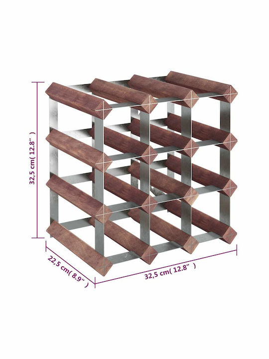 vidaXL Tischplatte Flaschenhalter Hölzernes für 12 Flaschen Braun 32.5x22.5x32.5εκ.