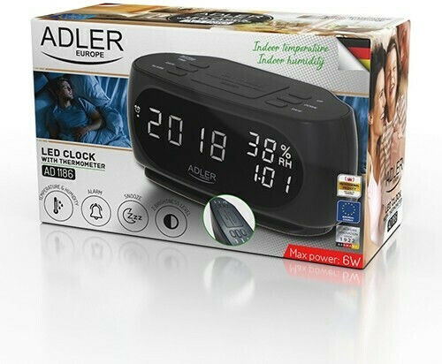 Adler Ceas De Masă Digital Led Cu Ceas Deșteptător Negru AD 1186