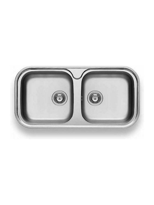 Pyramis Jumbo Twin 2B 108718201 Drop-In Мивка Inox Сатен Ш96xД48см Сребрист