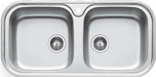 Pyramis Jumbo Twin 2B 108718201 Drop-In Spüle Inox Satiniert B96xT48cm Silber