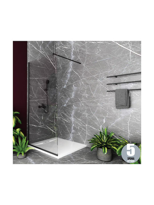 Orabella Serena Shower Screen for Shower 120x185cm Clean Glass Black Matt