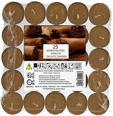 Art et Lumiere Tealights with Scent Cinnamon in Brown Color 25pcs