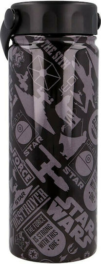 Stor All Over Place Kids Water Bottle Star Wars Plastic with Screw Cap Non Spill Black 530ml