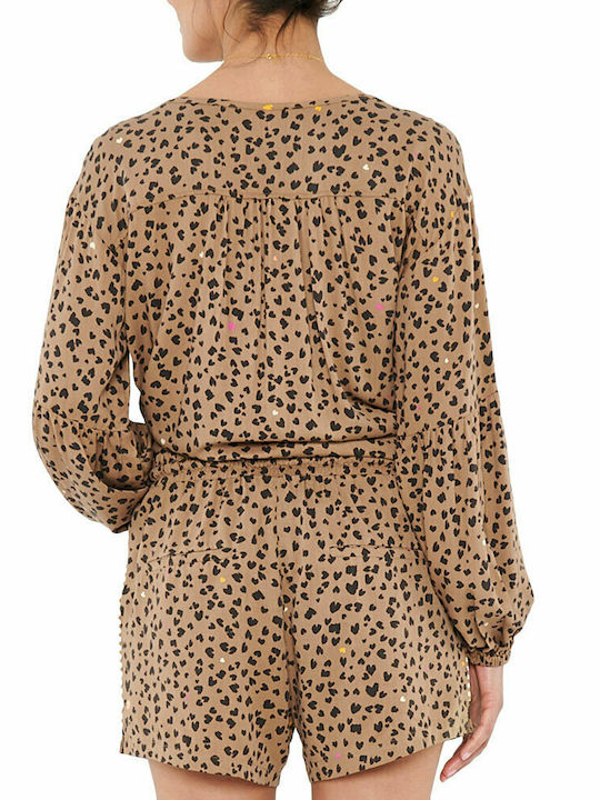 FEMI STORIES SOSO SHIRT BROWN LEOPARD