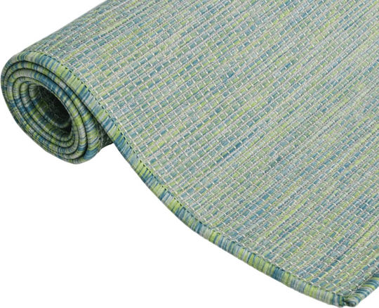 vidaXL Teppich Außenbereich Rechteckig Synthetisch,Polyester/Cotton/Leather WeaveTurquoise