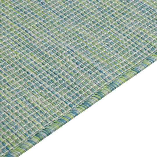 vidaXL Teppich Außenbereich Rechteckig Synthetisch,Polyester/Cotton/Leather WeaveTurquoise