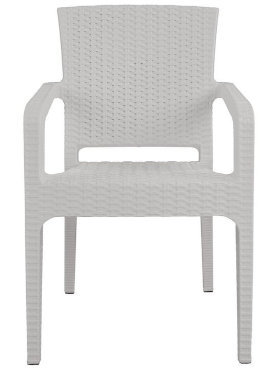 Καρέκλα Εξωτερικού Χώρου Rattan Λευκή 58x55x87εκ.