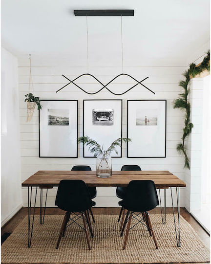 Atman Lugo Pendant Light Black Rail 90x20cm