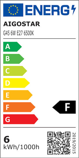 Aigostar Λάμπα LED 6W για Ντουί E27 και Σχήμα G45 Ψυχρό Λευκό 500lm