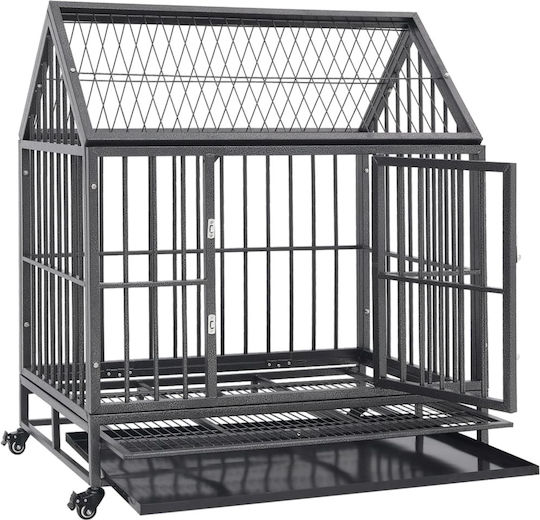 vidaXL Dog Wire Crate Steel 92x62x106cm