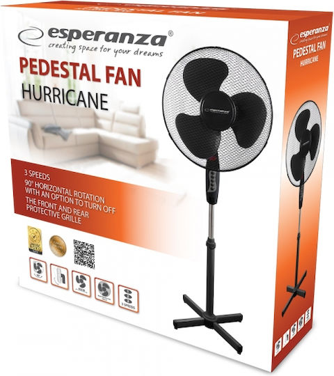 Esperanza Ανεμιστήρας Ορθοστάτης 50W Διαμέτρου 40cm Μαύρος