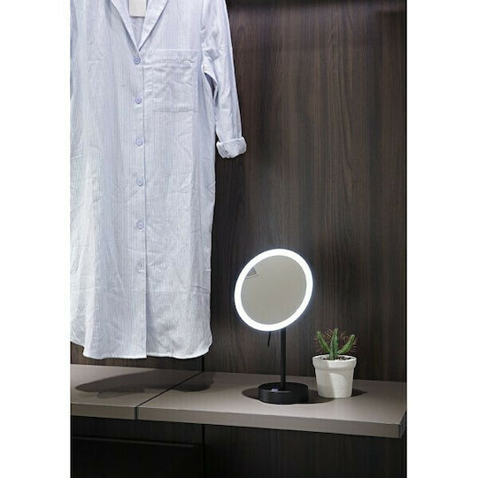 Sanco Schminkspiegel Tischgerät MRLED-903 mit Licht Zoom x4 20cm Schwarz
