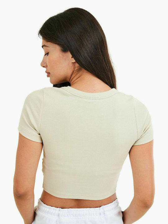 Jack & Jones Damen Sommer Crop Top Baumwolle Kurzarm Oatmeal