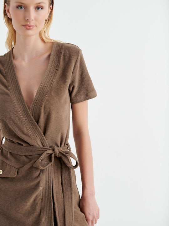 SugarFree Damen Mini Kleid Strand Braun