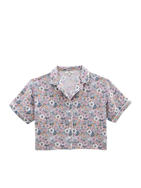 Retro Κοντομάνικο Γυναικείο Πουκάμισο Retro Floral Floral