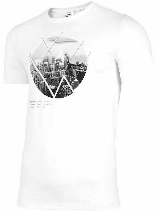 4F Men's Athletic T-shirt Short Sleeve White