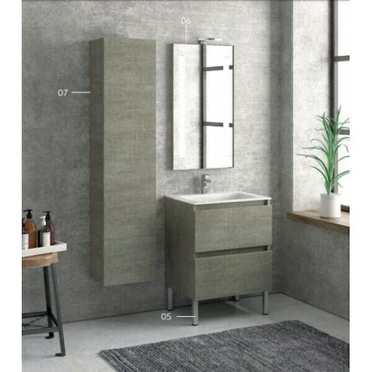 Karag Today 60 Blat cu Lavoar Lac Mat L58.5xW45xH63cm Roșu