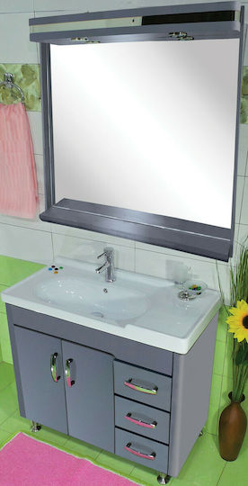 Gloria Sonia-Down Blat cu Lavoar & Oglindă cu lumină L95xW46xH86cm Cenușă