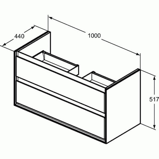 Ideal Standard Connect Air 100 Шкаф със Мивка Д100xШ44xВ52см Сив