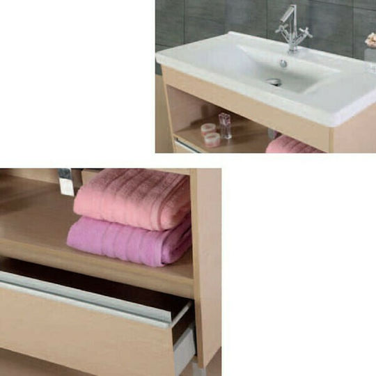 Pro Bagno Nisos 934 Countertop with Sink & Mirror L100xW44xH85cm Beige