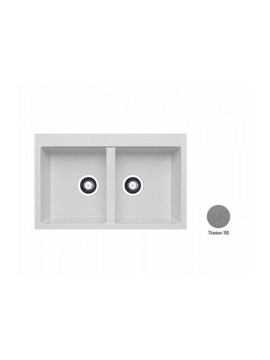 Crown Quadra Q-82 6782 6782-150 Drop-In Мивка от Синтетичен Гранит Ш79xД50см Титан