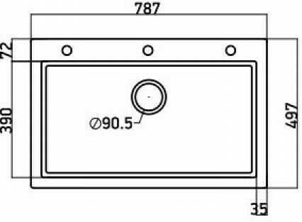 Crown Quadra Q-81 6781 6781-150 Drop-In Мивка от Синтетичен Гранит Ш79xД50см Титан