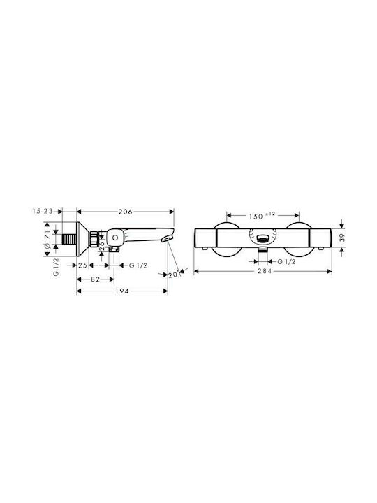Hansgrohe Ecostat Μπαταρία Μπανιέρας Θερμοστατική Ασημί Hansgrohe Ecostat Μπαταρία Μπανιέρας Θερμοστατική Ασημί