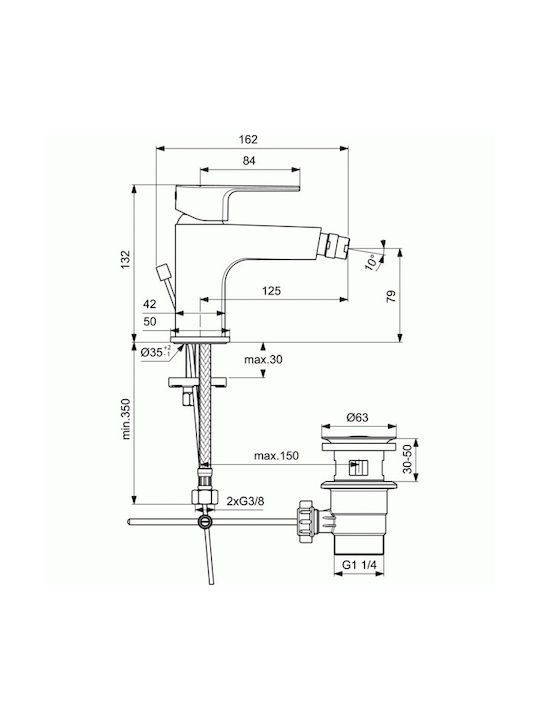 Ideal Standard Cerafine D Μπαταρία Μπιντέ Ασημί