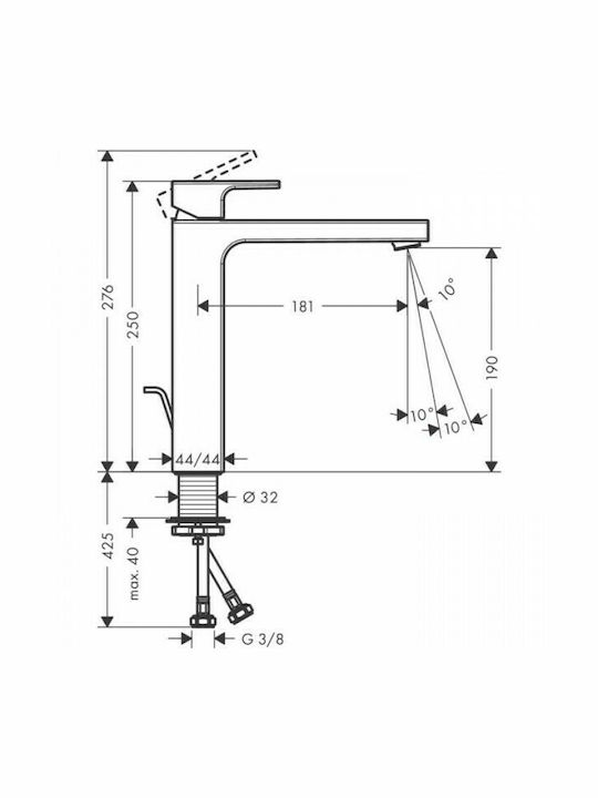 Hansgrohe Vernis Shape 190 Миксер Смесител за мивка Matt Black