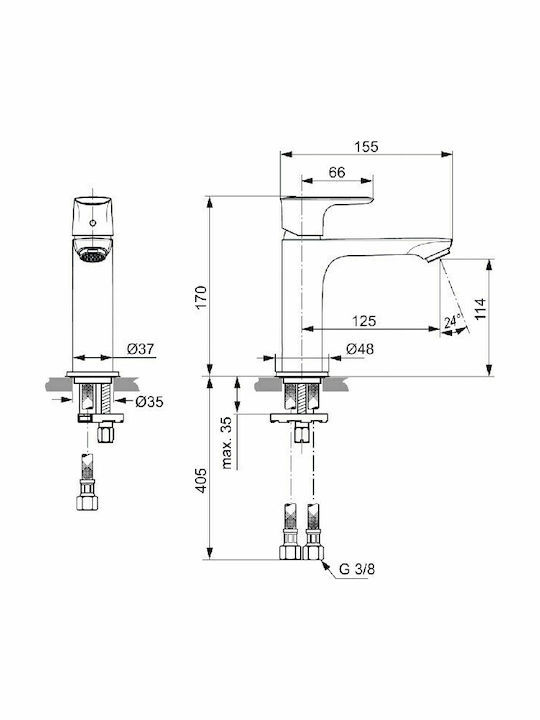 Ideal Standard Connect Air Αναμεικτική Μπαταρία Νιπτήρα Χρυσή