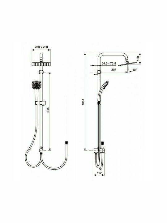 Ideal Standard Idealrain Cube Shower Column without Mixer 105cm Silver