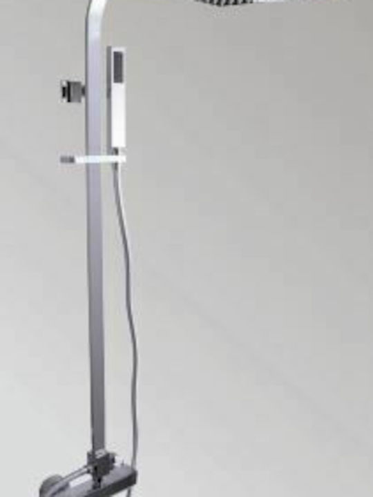 Teorema Blog 2 Shower Column with Bathtub Mixer 110cm Silver